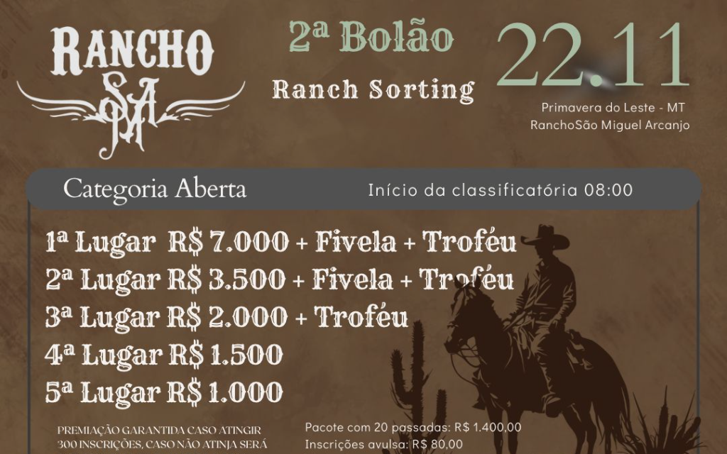 2º Bolão Ranch Sorting São Miguel Arcanjo